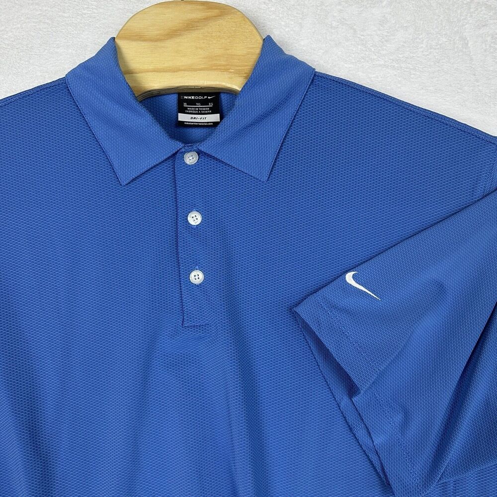 Nike Golf Blue Short Sleeve Sphere Dri-Fit Diamond Polo Shirt Men's XL 35055464